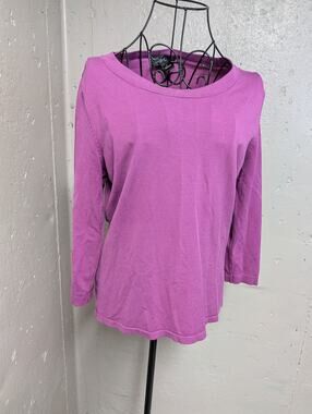 August Silk Fuchsia Silk Blend Lightweight Knit Sweater Large